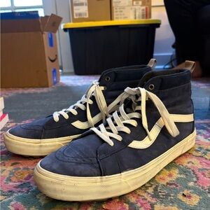 Men's Navy and White High-Top Sneakers